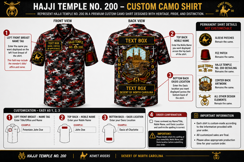 Hajji Temple No. 200 – Custom Camo Shirt
