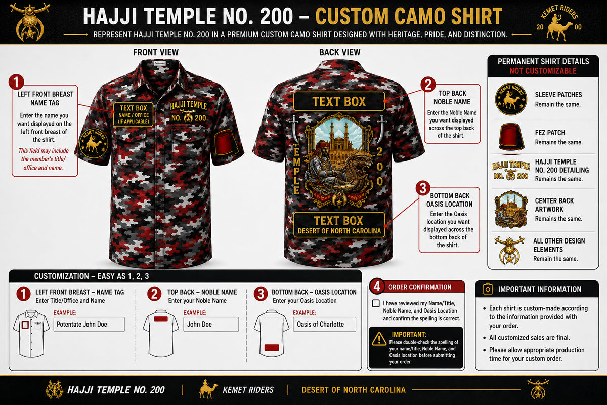 Hajji Temple No. 200 – Custom Camo Shirt