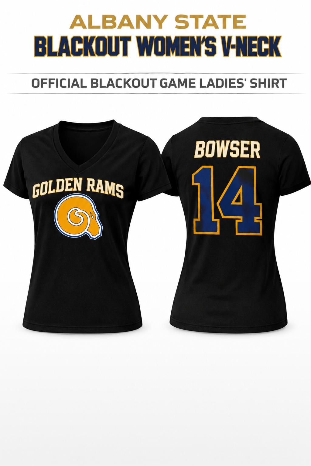 Albany State Blackout Women’s V-Neck Fan Jersey